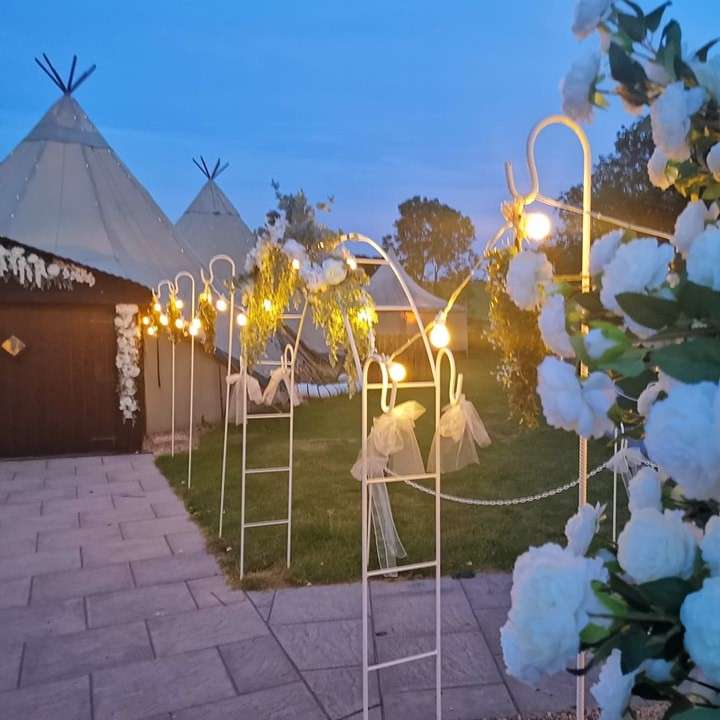 Outside the tipi Eden Grange